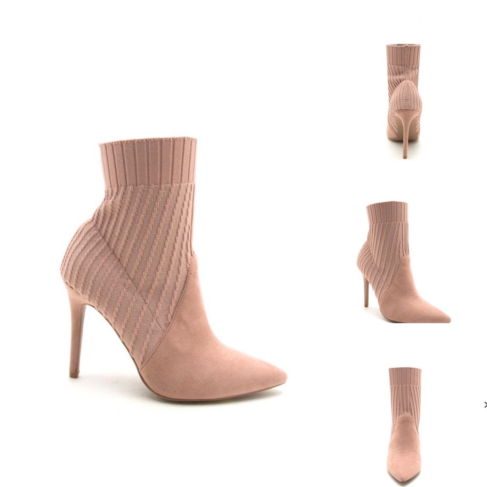 NO BOX! Jassie Blush Knit Bootie